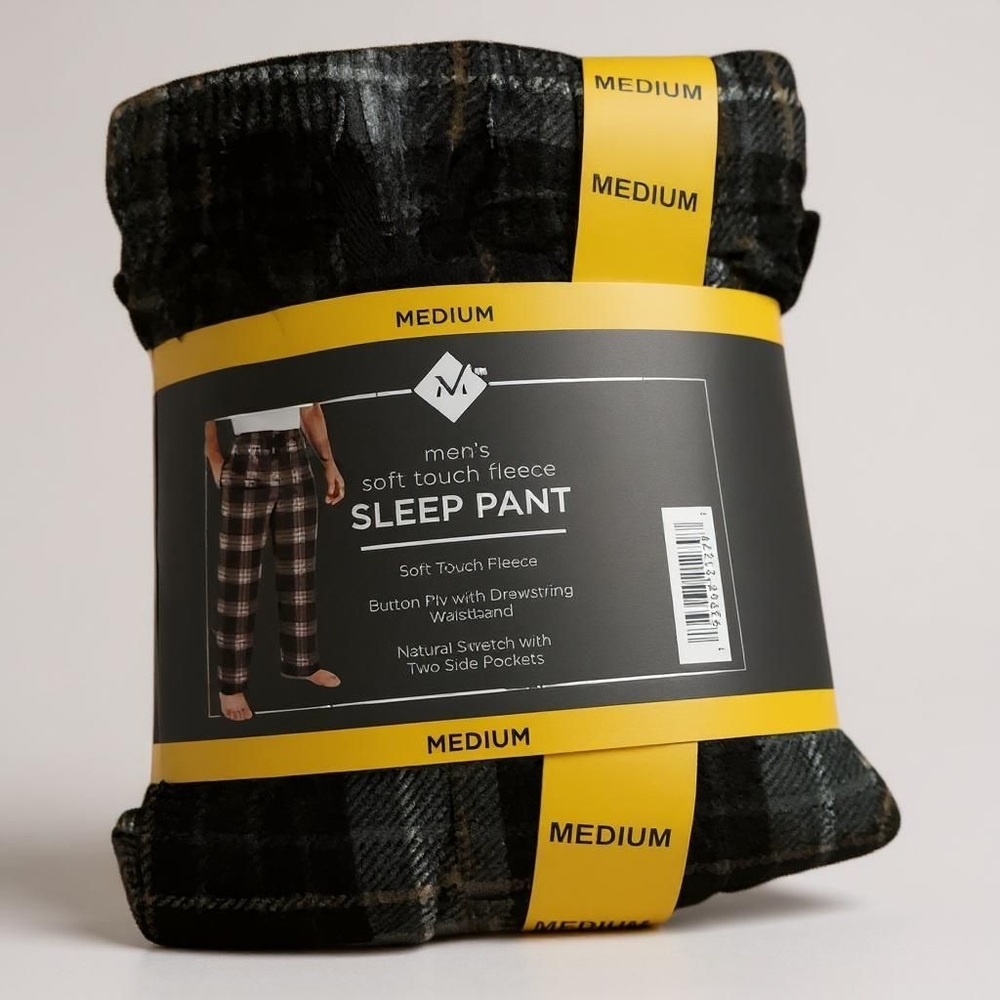 Men's Soft Touch Fleece Sleep Pant - Black Plaid